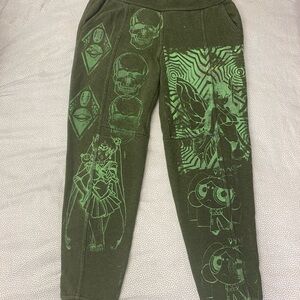 Ooak green art printed joggers (Celestial Oceanz creation)